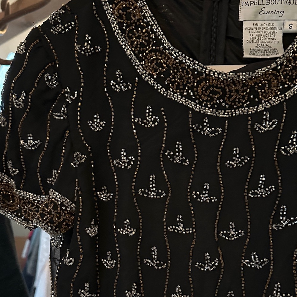 Vintage Silk Black Beaded Blouse - Picture 3 of 5